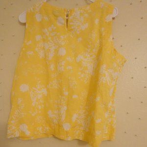 Women's floral yellow & white, Liz Clairborne Top.